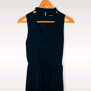 Bershka Halter Neck Textured Black Romper